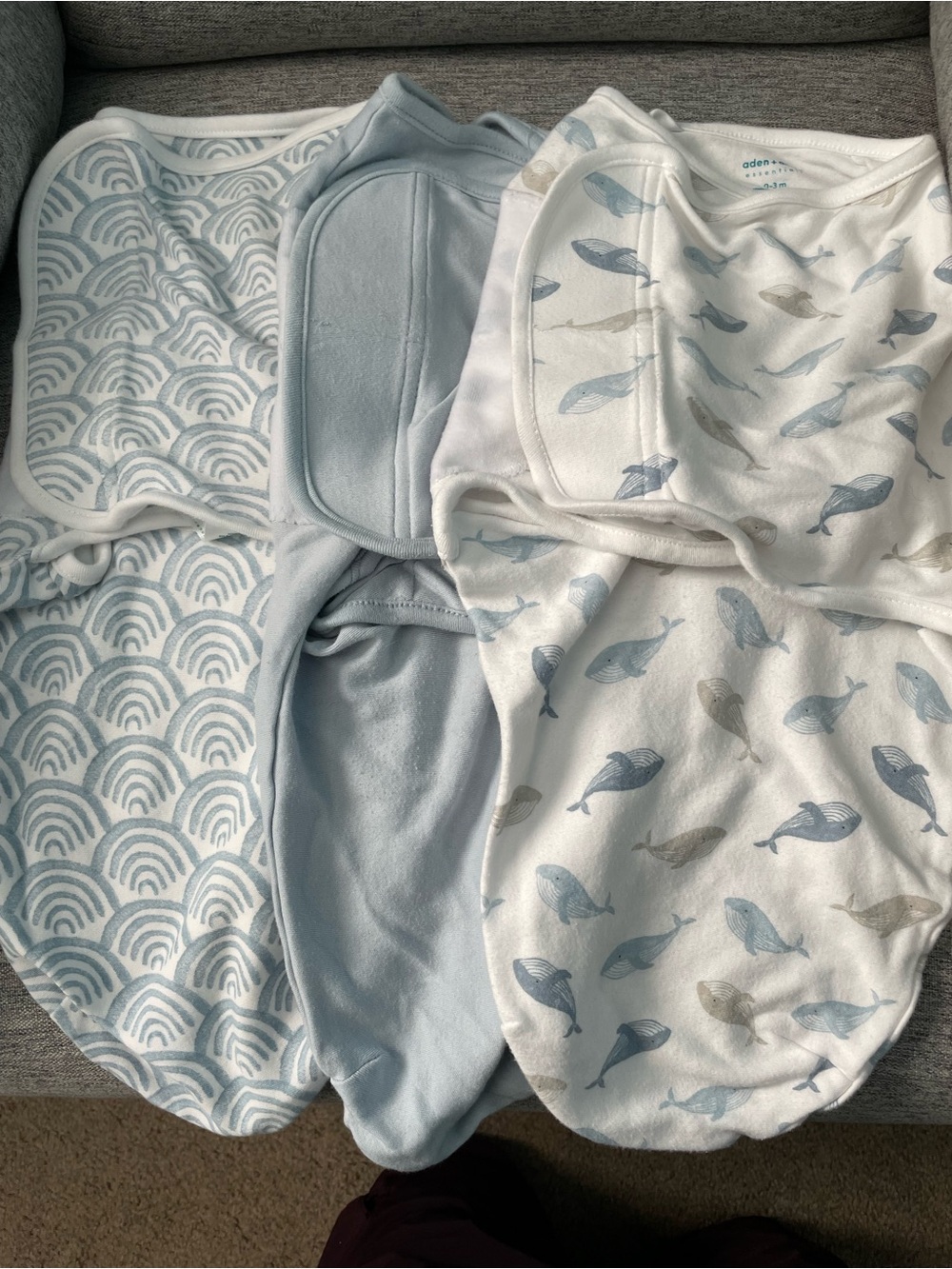 aden + anais Light Blue Whale & Wave Baby Swaddle Set